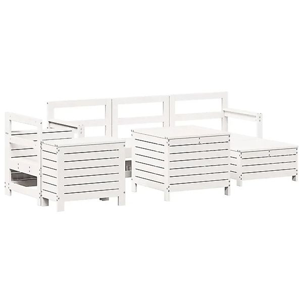 vidaXL 7-Tlg Garten-Sofagarnitur Weiß Massivholz Kiefer 3250533 günstig online kaufen