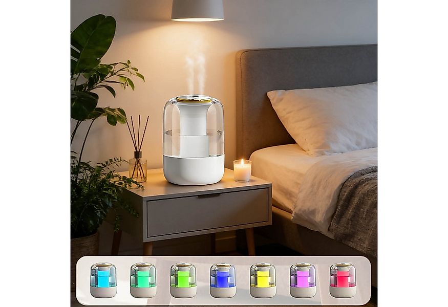 MUPOO Luftbefeuchter Leiser Luftbefeuchter Kaltvernebelung 2L, ≤35dB, 7 Far günstig online kaufen