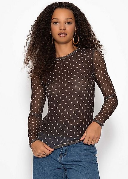 SASSYCLASSY Langarmshirt Mesh Langarmshirt mit Punkten für Damen Anliegende günstig online kaufen