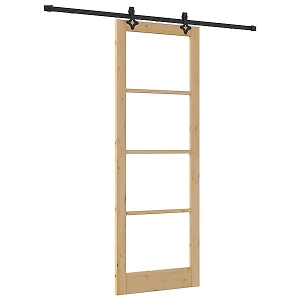 vidaXL Schiebetür Braun 83 x 232 cm Holz und Metall 3332309 günstig online kaufen