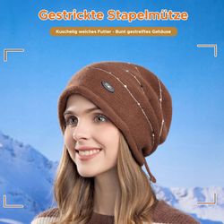 Refttenw Strickmütze Verstellbare Beanie-Mütze, Skimütze, lockere günstig online kaufen