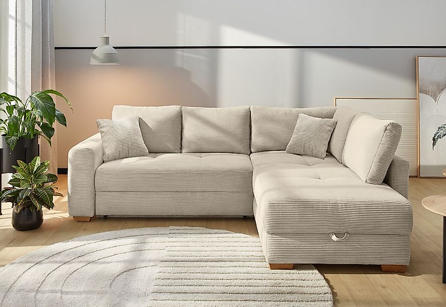 Jockenhöfer Gruppe Ecksofa "Sunset, Dauerschlafsofa mit", Tonnentaschen-Fed günstig online kaufen
