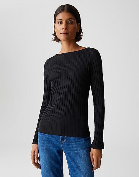 OPUS Langarmshirt SOVKE aus Baumwoll Mix figurbetont geschnitten, U-Boot-Au günstig online kaufen