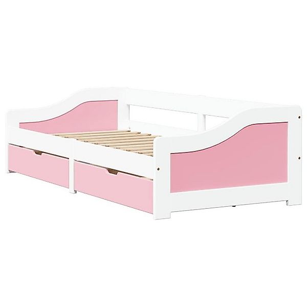 vidaXL Bett Tagesbett mit 2 Schubladen ohne Matratze Weiß Rosa 90x200cm günstig online kaufen