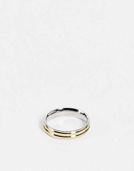 ASOS DESIGN – Zweifarbiger Ring in Silber- und Goldoptik aus Edelstahl-Mehr günstig online kaufen