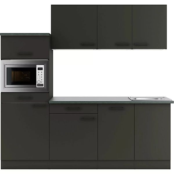 OPTIFIT Madrid420 Küchenzeile 210 cm ohne E-Geräte Anthrazit günstig online kaufen