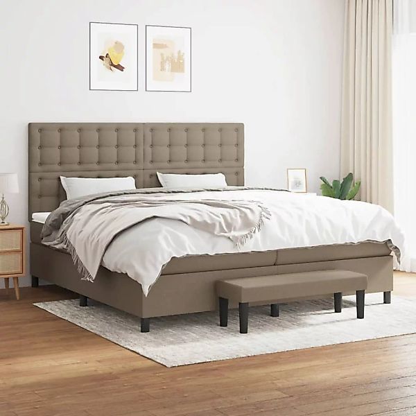 vidaXL Boxspringbett Boxspringbett mit Matratze Taupe 200x200 cm Stoff Bett günstig online kaufen