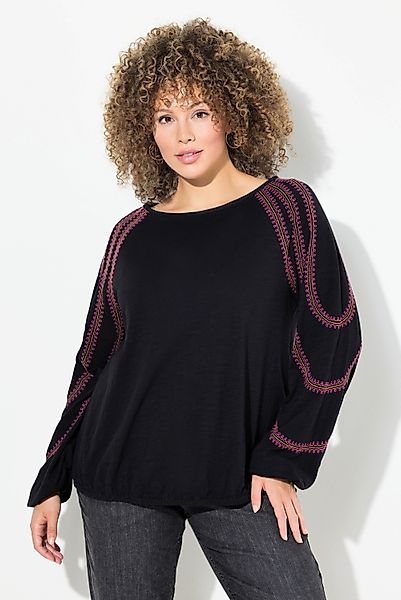 Ulla Popken T-Shirt Shirt Stickerei Rundhals günstig online kaufen