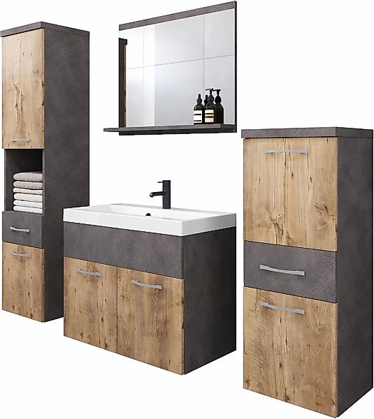 welltime Badmöbel-Set "ELDA", (Komplett-Set, 5 St.), Waschtisch inkl. Wasch günstig online kaufen