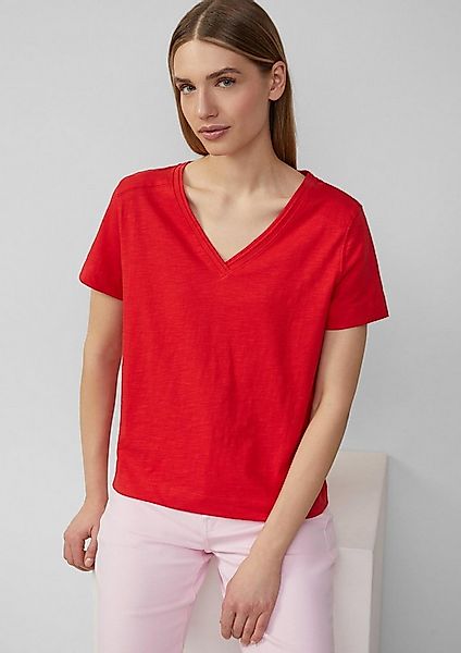 s.Oliver Kurzarmshirt T-Shirt T-Shirt aus Flammgarn mit V-Ausschnitt günstig online kaufen