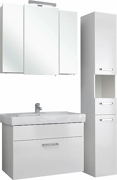 Saphir Badmöbel-Set "Quickset 3-teilig, Keramik-Waschtisch mit LED-Spiegels günstig online kaufen