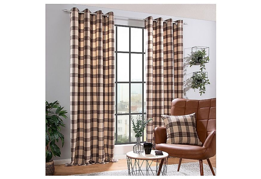 heimtexland Vorhang Dekoschal Wolle Tartan Karo Ösenschal Deko Gardine (1 S günstig online kaufen