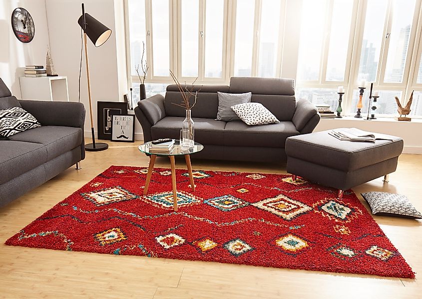 HANSE Home Hochflor-Teppich "Geometric" rechteckig 30 mm Höhe Shaggy, Floka günstig online kaufen