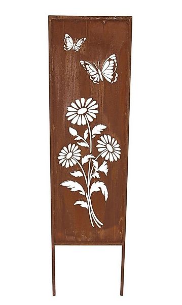 Dekoleidenschaft Gartenstecker "Blumen & Schmetterlinge" mit Echtrost Finis günstig online kaufen