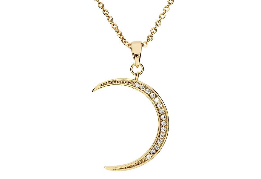 LÖB Kette mit Anhänger 750er Gold vergoldet Halskette Kette Halbmond Anhäng günstig online kaufen