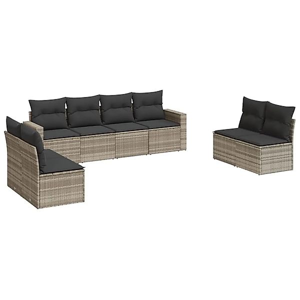 vidaXL 8-Tlg Garten-Sofagarnitur mit Kissen Hellgrau Poly Rattan 3251189 günstig online kaufen
