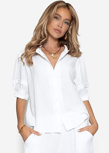 SASSYCLASSY Langarmbluse Kurzarmbluse für Damen aus Musselin Kurze Luftige günstig online kaufen