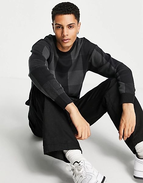 Selected Homme – Oversize-Pullover aus Bio-Baumwolle in Schwarz und Grau ka günstig online kaufen