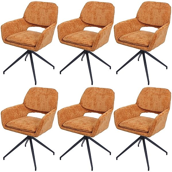 MCW Esszimmerstuhl N74 6er-Set Stoff Chenille 490g/m² Ocker-gelb günstig online kaufen