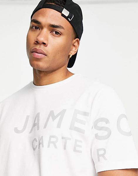 Jameson Carter – Billie – T-Shirt in Weiß mit Logo günstig online kaufen