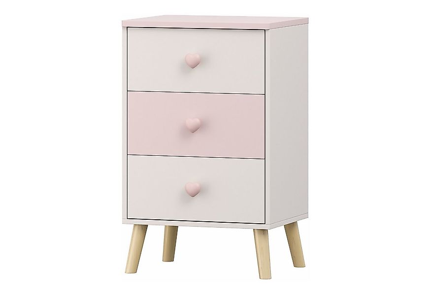 en.casa Nachttisch, »Sandnes« mit 3 Schubladen 62 x 38 x 30 cm Holzbeine We günstig online kaufen