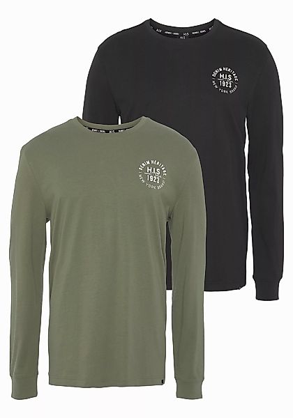 H.I.S Langarmshirt, (Packung, 2 tlg., 2er-Pack), Langarm, bedruckt, Rundhal günstig online kaufen