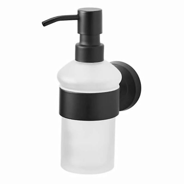 amare® AMARE Seifenspender Kolbenpumpe Glas rund - mit Wandhalter schwarz günstig online kaufen