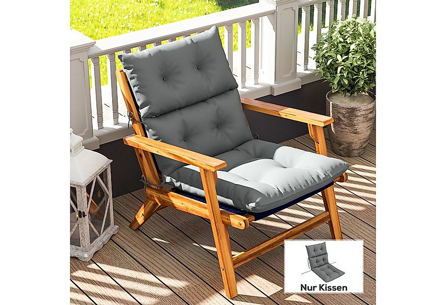 Outsunny Sitzkissen 115x56 cm, mit Bindebänder, Rückenlehne, 10cm dick, was günstig online kaufen