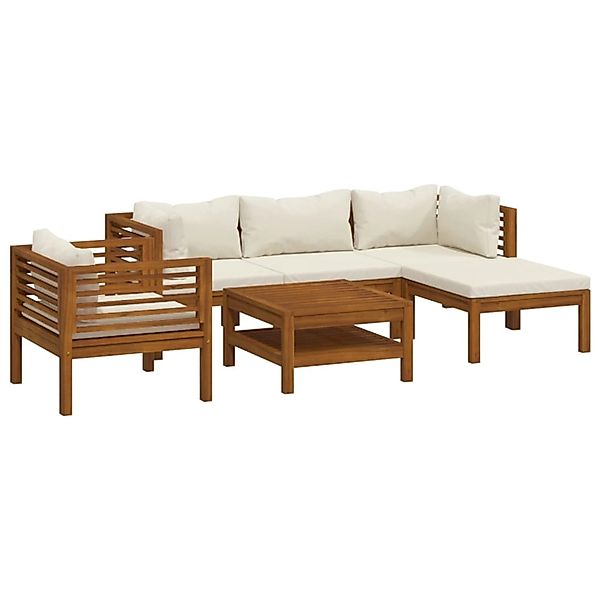 vidaXL 6-tlg Garten-Lounge-Set mit Creme Kissen Massivholz Akazie Modell 7 günstig online kaufen