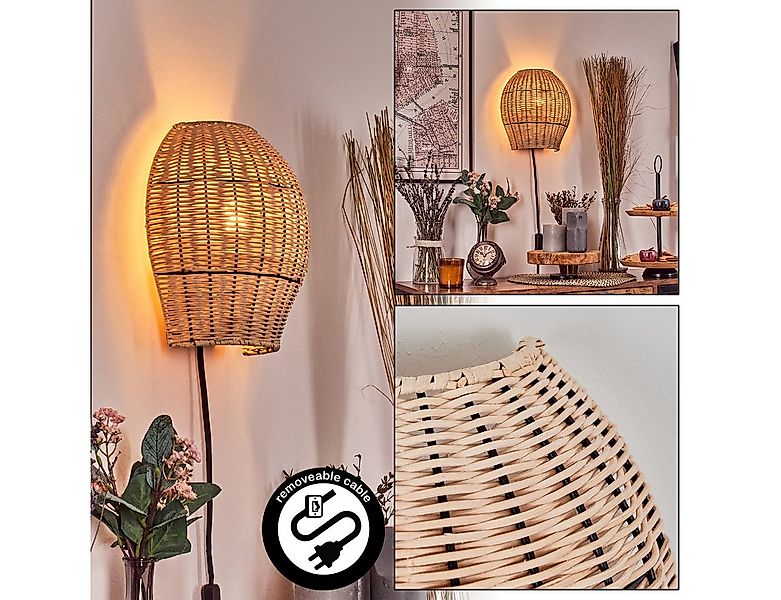 hofstein Wandleuchte Wandlampe aus Metall/Rattan in Schwarz/Naturfarben, oh günstig online kaufen