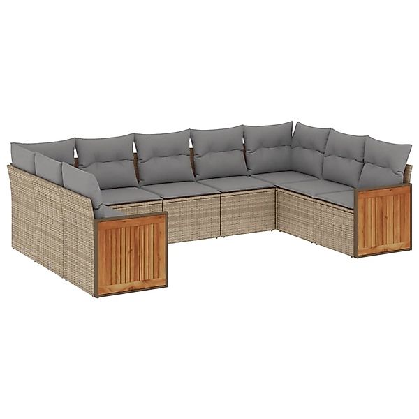 vidaXL 9-tlg Garten-Sofagarnitur mit Kissen Beige Poly Rattan Modell 172 günstig online kaufen