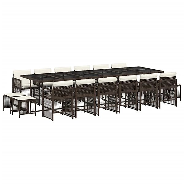 vidaXL 17-Tlg Garten-Essgruppe mit Kissen Braun Poly Rattan 3211005 günstig online kaufen