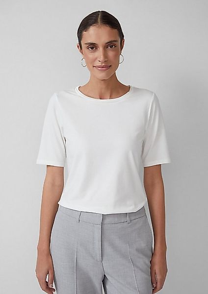 s.Oliver Kurzarmshirt T-Shirt T-Shirt aus Baumwollmix mit Satindetail am Au günstig online kaufen