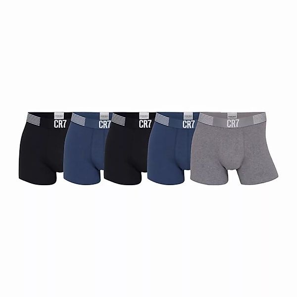 CR7 Herren Boxer Shorts, 5er Pack - Trunks, Organic Cotton Stretch Blau/Gra günstig online kaufen
