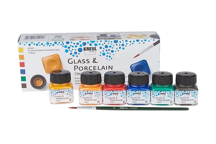 Kreul Bastelfarbe Porzellanmalfarbe Glass & Porcelain Clear-Set, 6er-Set günstig online kaufen