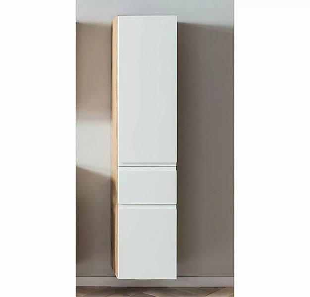Lomadox Hochschrank VASTO-03-WHITE Badezimmer 40cm in Wotan Eiche Nb. mit w günstig online kaufen