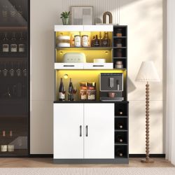 Ulife Küchenbuffet Küchenschrank, Buffet mit LED-Ambiente-Beleuchtung günstig online kaufen