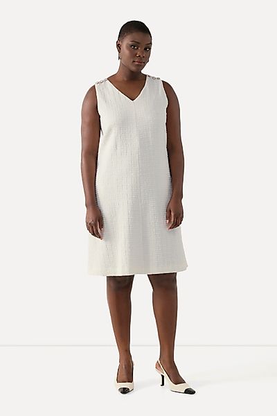 Ulla Popken Midikleid Bouclé-Kleid A-Linie V-Ausschnitt günstig online kaufen