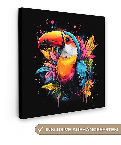 OneMillionCanvasses® Leinwandbild Graffiti - Vogel - Tukan - Blätter, Fotod günstig online kaufen