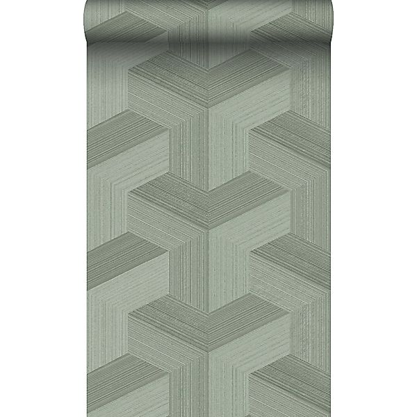 Origin Wallcoverings Öko-Strukturtapete 3D-Muster Graugrün 0.53 x 10.05 m 3 günstig online kaufen