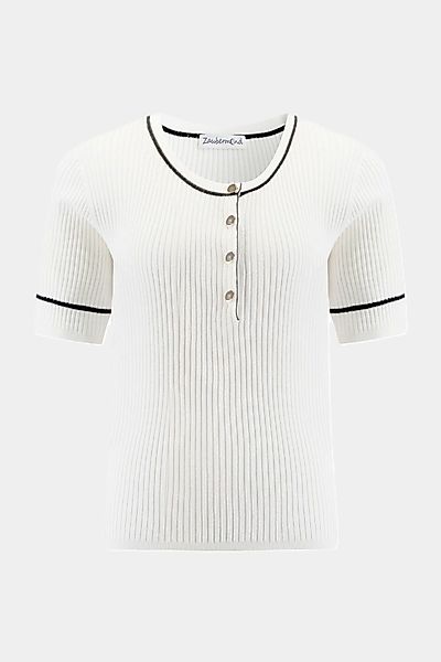 Zaubermond Kurzarmshirt Strickshirt mit Knöpfen WHITE günstig online kaufen