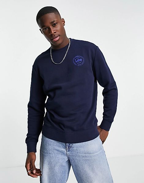 Lee – Sweatshirt mit rundem Logo und Rundhalsausschnitt-Marineblau günstig online kaufen