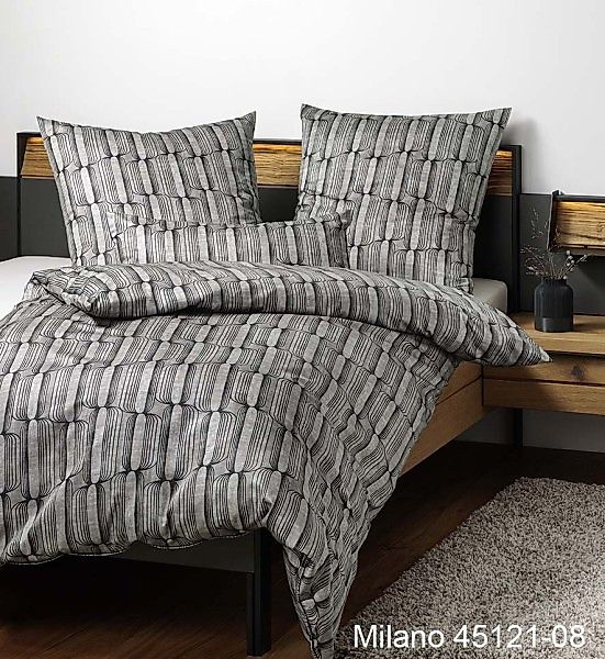 Janine Janine Mako-Satin Bettwäsche MILANO 45121 anthrazit silber Größe:  1 günstig online kaufen