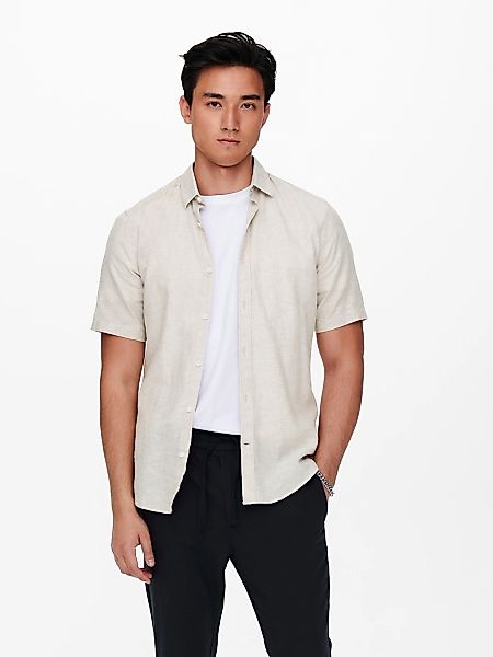 ONLY & SONS Kurzarmhemd "ONSCAIDEN SS SOLID LINEN SHIRT NOOS" günstig online kaufen