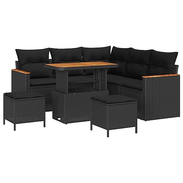 vidaXL 8-Teiliges Gartensofa-Set mit Kissen in Schwarz aus Poly Rattan und günstig online kaufen