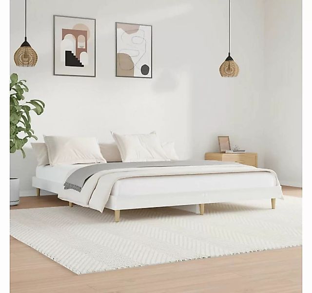furnicato Bett Bettgestell Hochglanz-Weiß 200x200 cm Holzwerkstoff günstig online kaufen