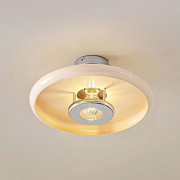 Lindby Deckenleuchte Branford, Retro, Ø 35 cm, beige, Metall günstig online kaufen