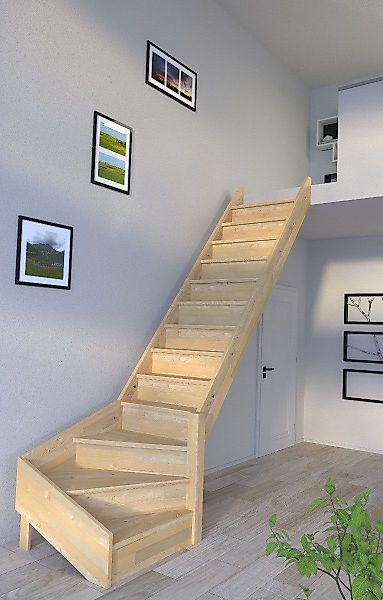 Starwood Raumspartreppe Holztreppe Korfu ¼ gewendelter günstig online kaufen