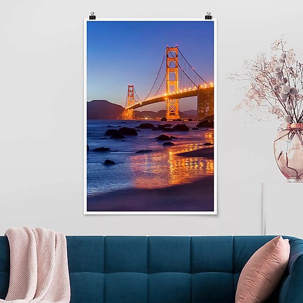 Poster Golden Gate Bridge am Abend günstig online kaufen