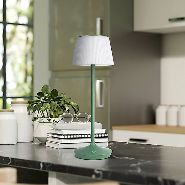 Näve LED-Solar-Akkutischleuchte Emmi Grün Ø 13 cm x 38 cm günstig online kaufen